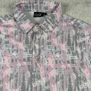 Sunday Swagger Polo Shirt Mens M Pink Abstract Geometric Golf Performance Top